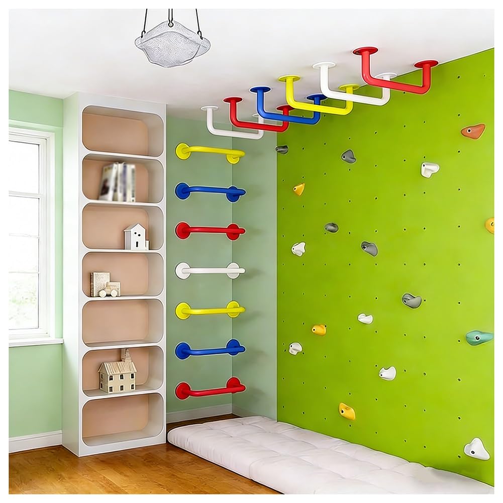 exproyzk 2 Pack Metal Monkey Bars Indoor, Playground Handles, Ceiling Grab Bars for Indoor Outdoor Playgrounds, Climbing Frames, Wall Ladders Set Accessories(Green)