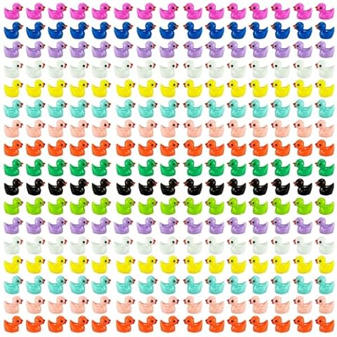 Pcxino 400pcs Colorful Mini Resin Duck Bulk Tiny Duck Figures for Micro Fairy Garden Landscape Aquarium Decor (Multicolor) Cover
