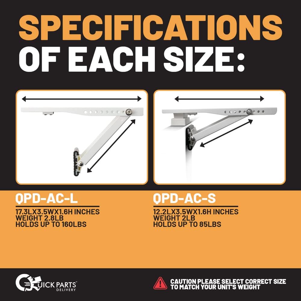 AC160 Window AC Support Bracket , Strong English Screws-Adjustable Support Extender & Level Indicator, Easy Installation- Air Conditioner Window Bracket Mount Holds 160lbs (Large)