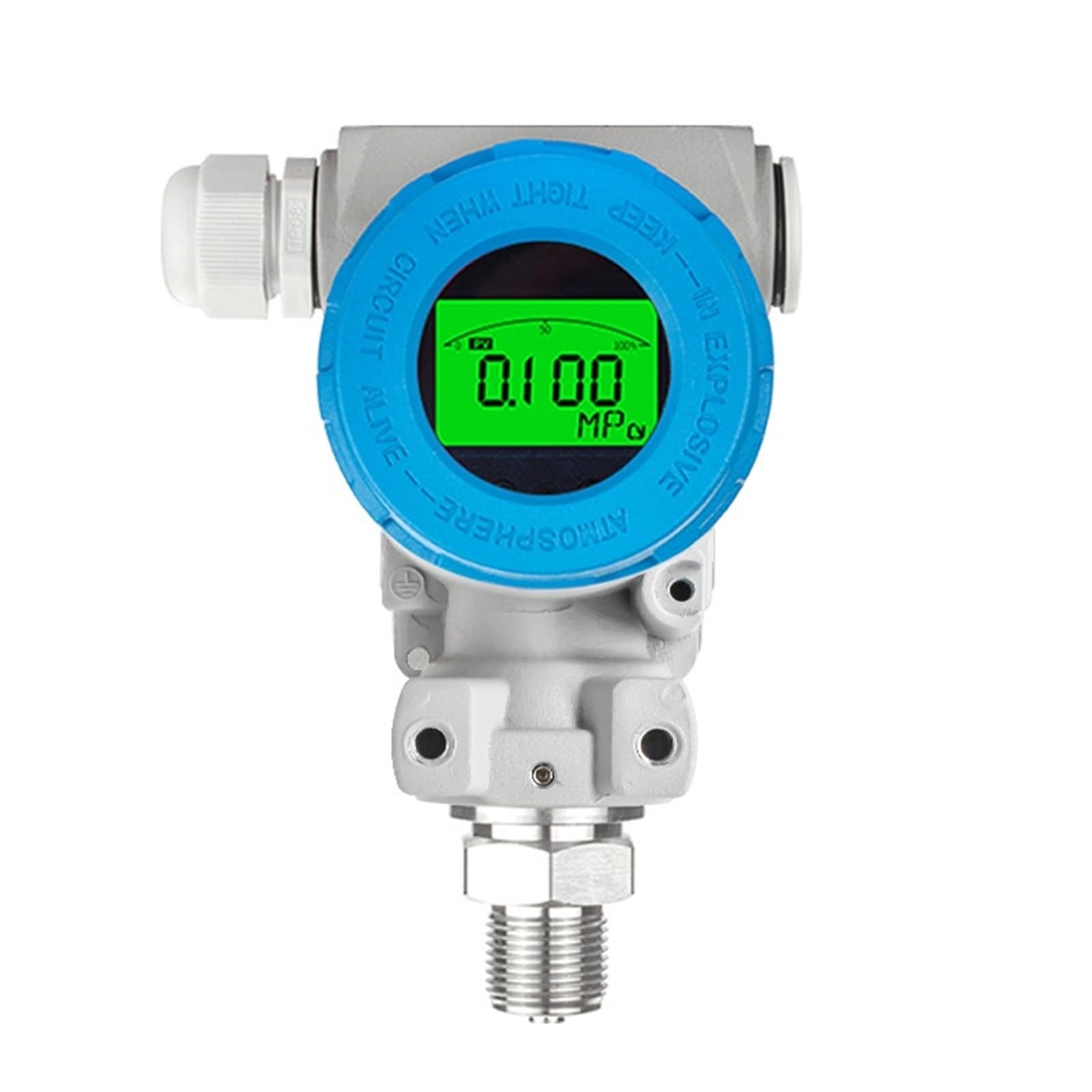 Trasmettitore di pressione con display digitale in acciaio inossidabile LCD 4-20 mA Sensore antideflagrante 2088 Alta precisione(1MPa,G1/4)