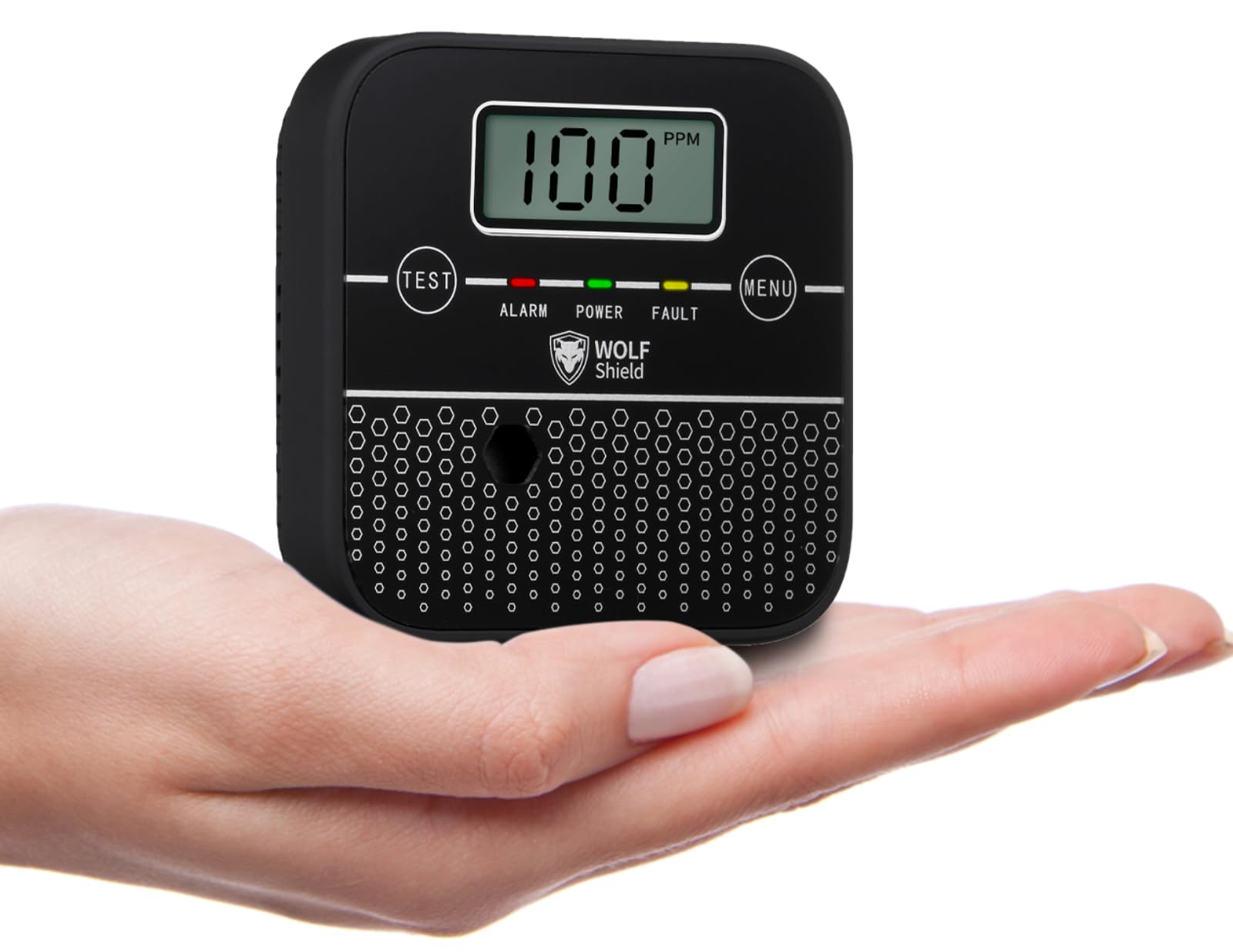 WOLF SHIELD Carbon Monoxide Detector CO Alarm Battery Sealed 10 Year Life Portable Mini CO Detector with Digital Display Test Silence Function for Home,Campervan,Car,Gas Equipment Room,Boats and More