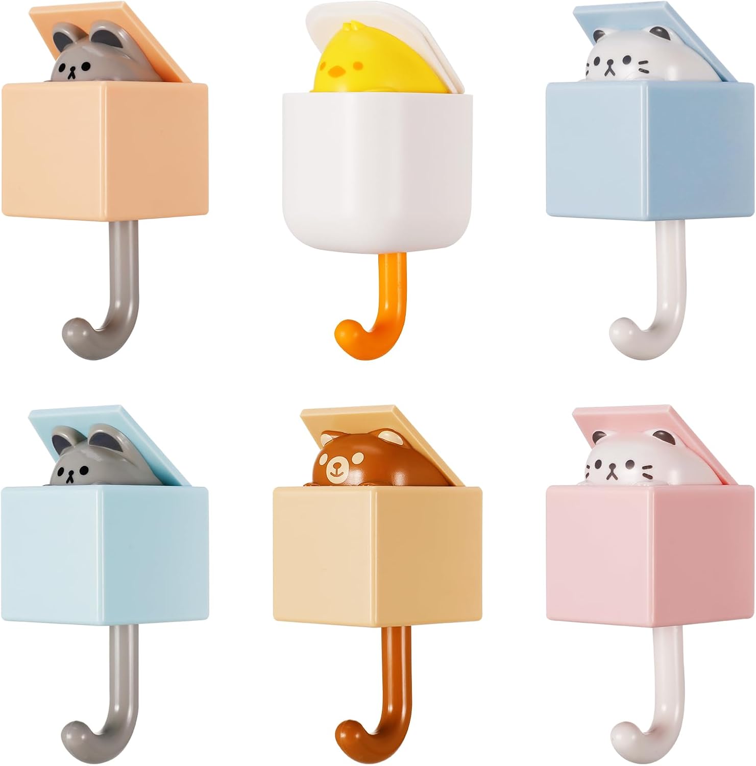 6 ganchos adhesivos creativos para abrigos, bonitos ganchos de pared para abrigos, sombreros, toallas, llaves, bolsas, ganchos adhesivos para