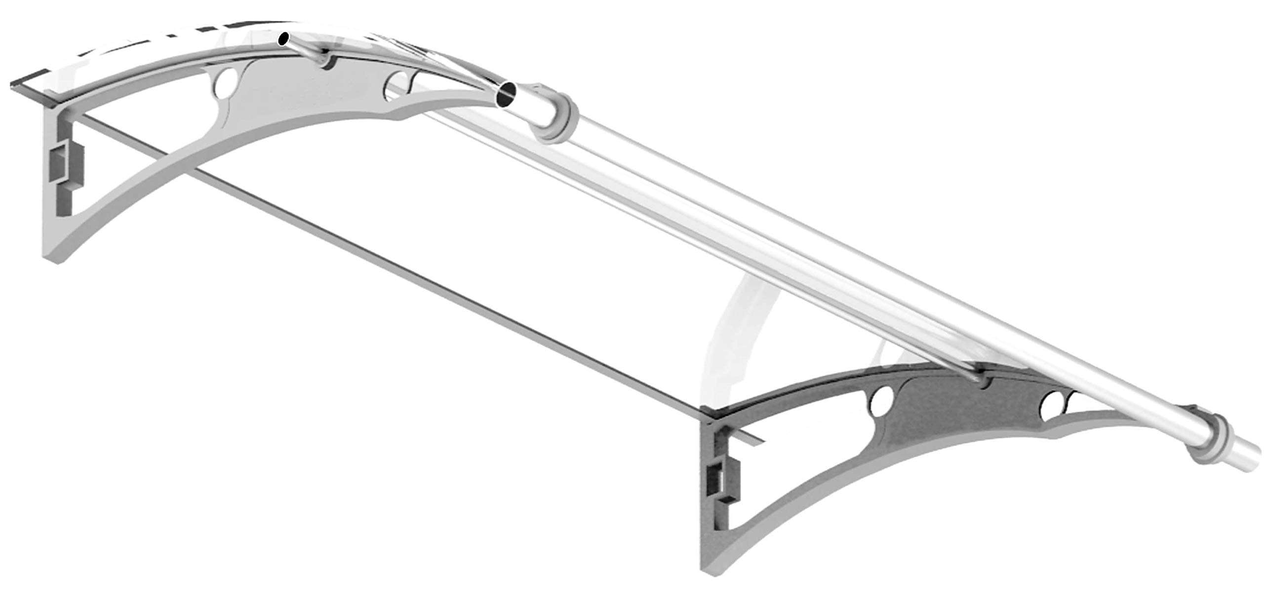 CANOFIXDoor Canopy PC 1500W x 1000P / DIY Polycarbonate Cantilever Awning/Window Door Pathway Walkway Garden Shed Porch Patio (Black Bracket - Clear Sheet)