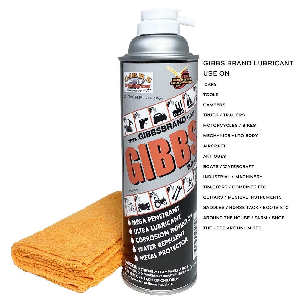 Gibbs Brand Lubricant - Penetrating Oil - Multi Purpose - Corrosion Inhibitor (3-12oz) with Microfiber Towel 14" x 14"