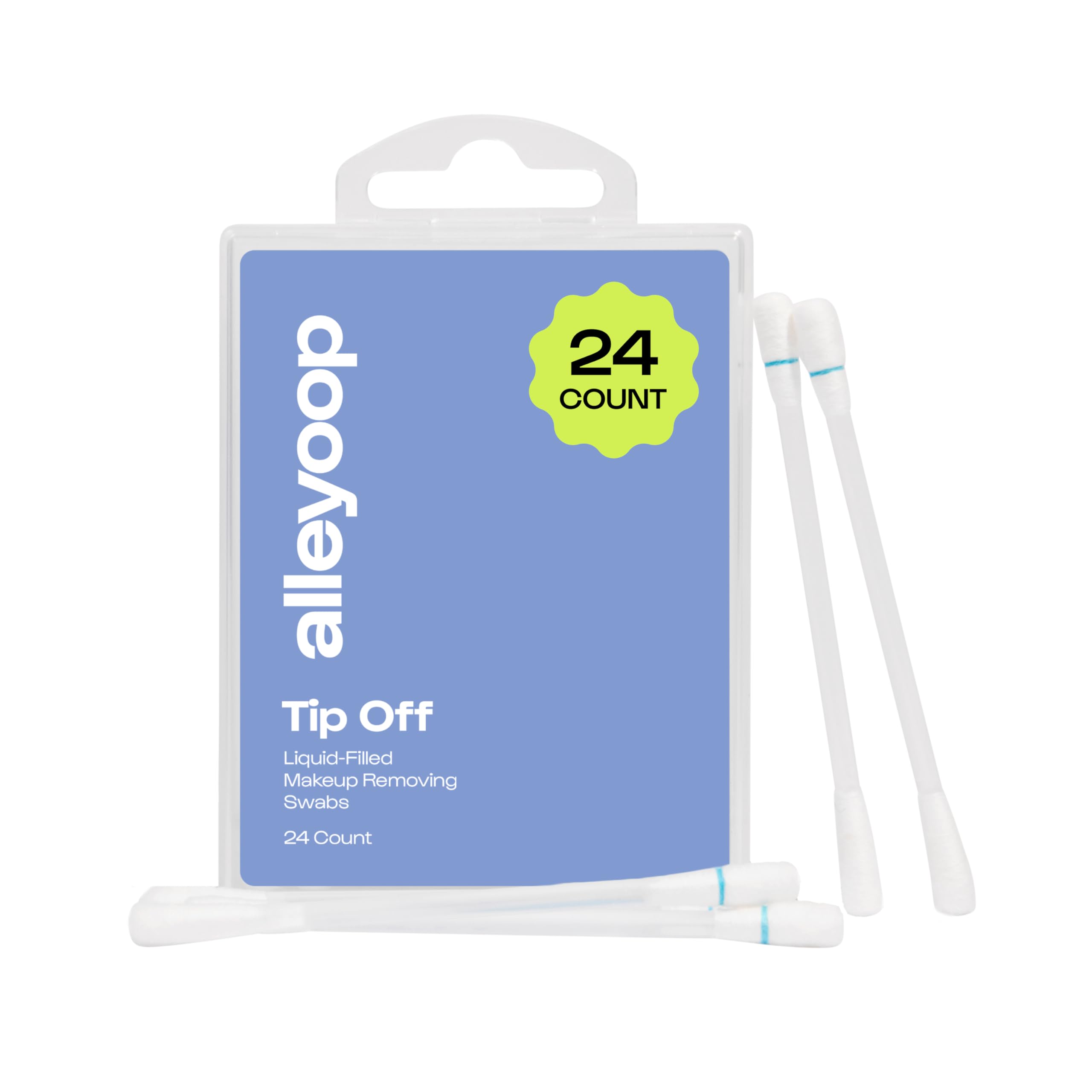 Alleyoop Cotton Swabs for Makeup Tip Off Liquid-Filled Makeup Removing Swabs 24 Count 1 Pack - Easy-To-Use Space