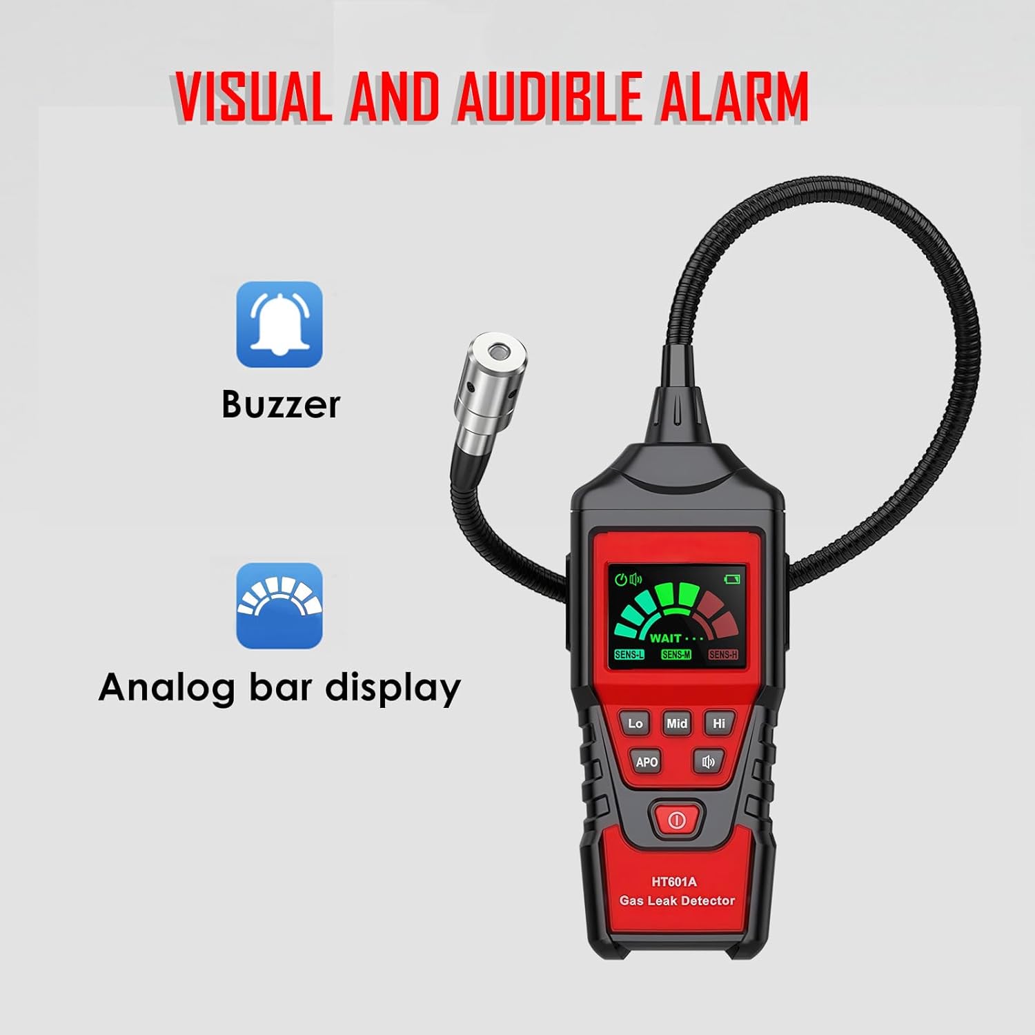 Natural Gas Detector, Gas Leak Detector with 17-Inch Gooseneck, Locating The Source of Propane, Natural Gas, Methane, LPG and Combustible Gas Leak for Home and RV