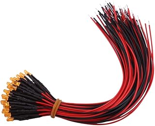 50pcs Pre Wired DC12V Diffused LED Diodes Light 3mm LED Light Diffused Colored Lens Small LED Lamps(3mm-Orange)