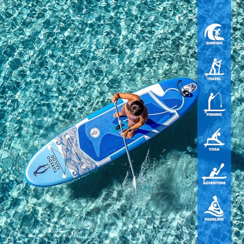 Tuxedo Sailor Inflatable Paddle Board Inflatable SUP Inflatable Stand Up Paddle Board with Paddle Board Accessories for Yoga, Tourism