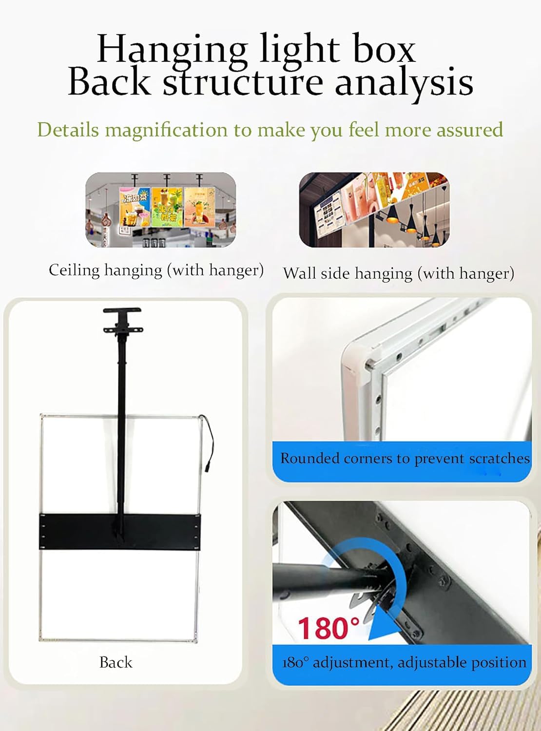 Ultra Slim LED Leuchtkasten mit Klickrahmen, beleuchtetes Posterdisplay, Menütafel mit LED-Hintergrundbeleuchtung, Wandmontierte Werbetafel für Restaurant, Café, Geschäfte (1pc)(Black Frame,60 * 90cm)
