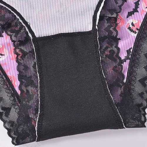 Women's Halloween Lace Bikini Underwear Cute Print Stretchy No Show Panties - image 5