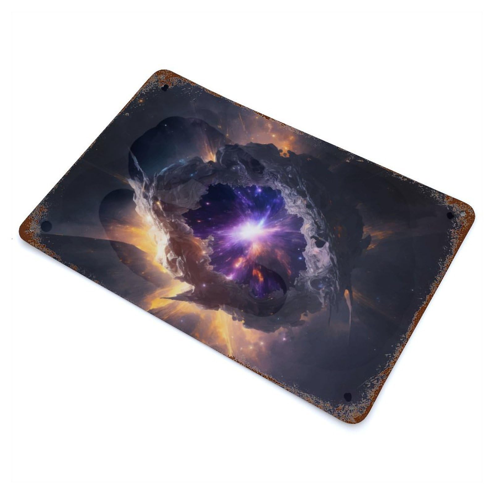 Black Hole Distressed Metal Wall Sign 11.8"x7.9", Ideal for Garage, Bar And Workshop Decor