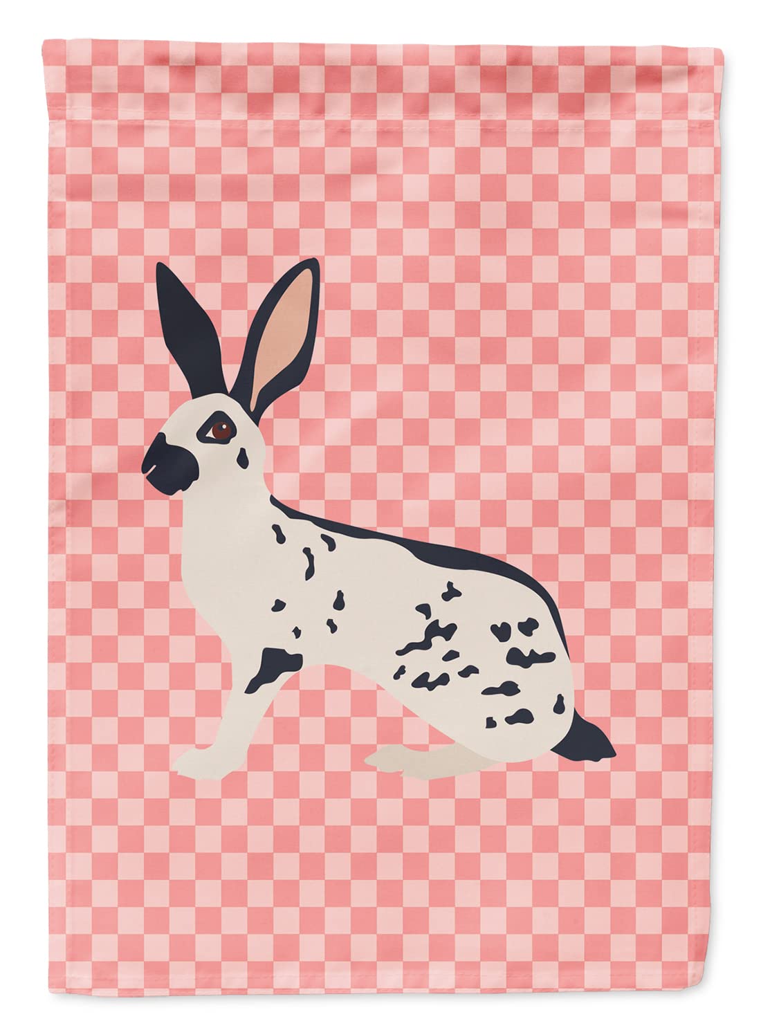 Caroline's Treasures BB7961GF English Spot Rabbit Pink Check Flag Garden Size , Small, multicolor