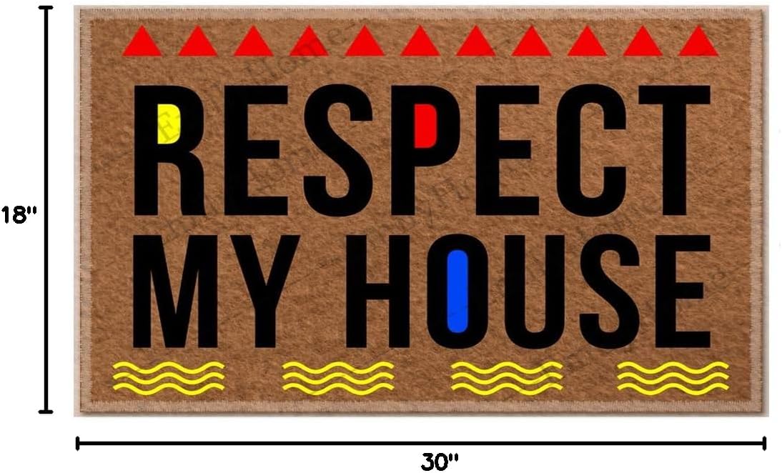 Respect My House Christmas Doormat,Family Friend Yard Low-Profile Floor Mat Switch Mat for Indoor 18x30 inches-Emilyhome