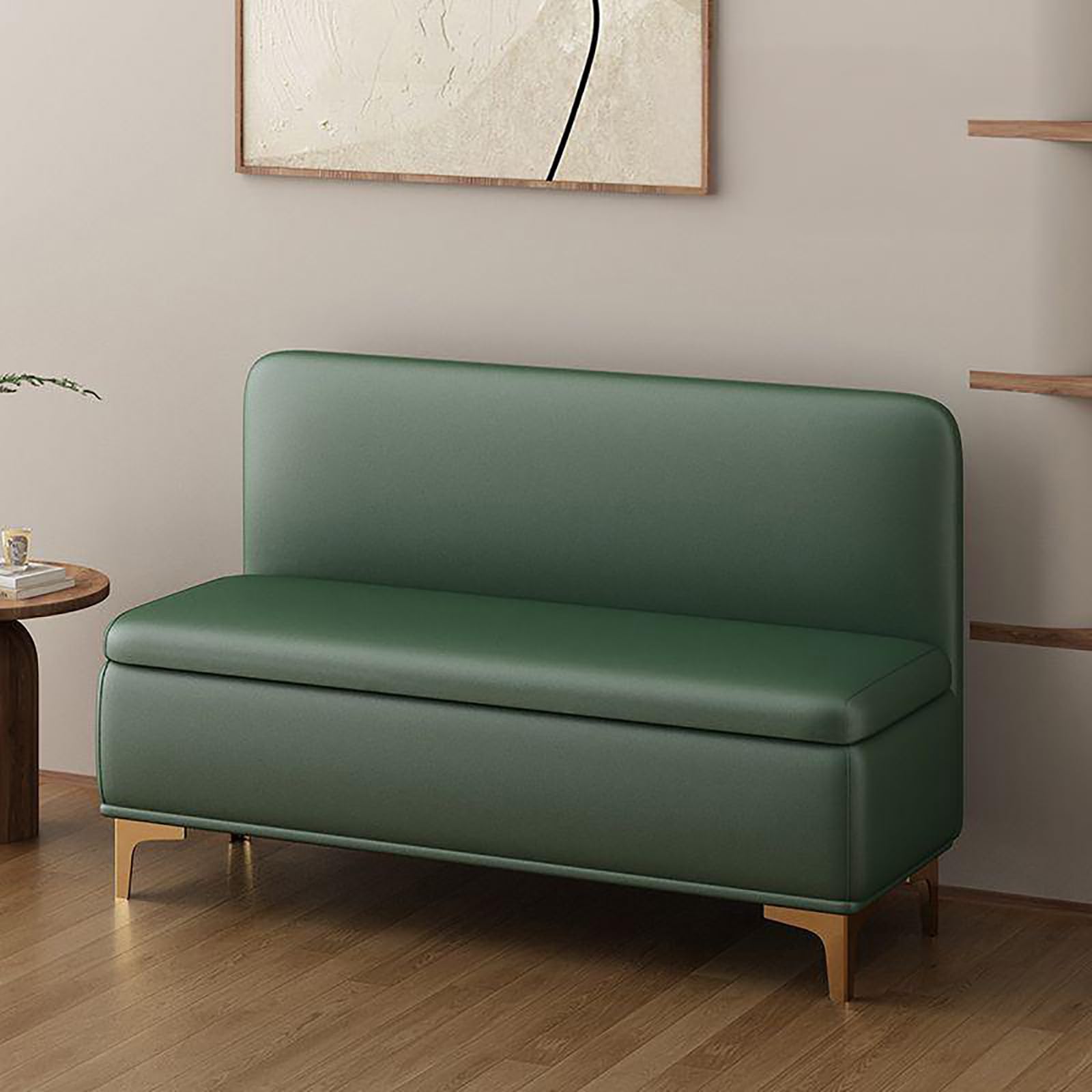 MSHGSKU Solid Wood Storage Bench with High Backrest Cushioned Seat Shoe Rack for Entryway Living Room Office Hallway 39.4" Wide Stylish Footrest and Storage Solution