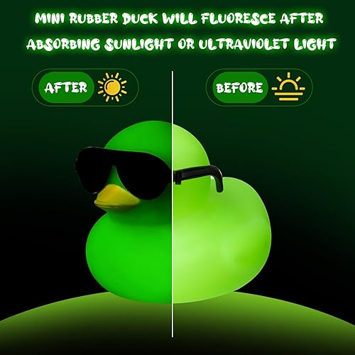 Miniatura 4 de 60 mini patos de goma con 60 lentes de sol de 2.2 pulgadas que brillan en la oscuridad, patos de goma chirriantes, juguetes de bañera a granel,