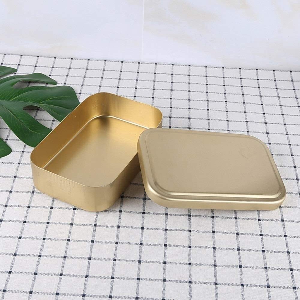 Lunc Boxes Lunc Box in Alluminio, Bento Box Contenitore per Alimenti Ecologico, Bento Box Portatile per Uso Alimentare con Manico, Lunc Box Coreano in Alluminio Giallo Arrotondato,