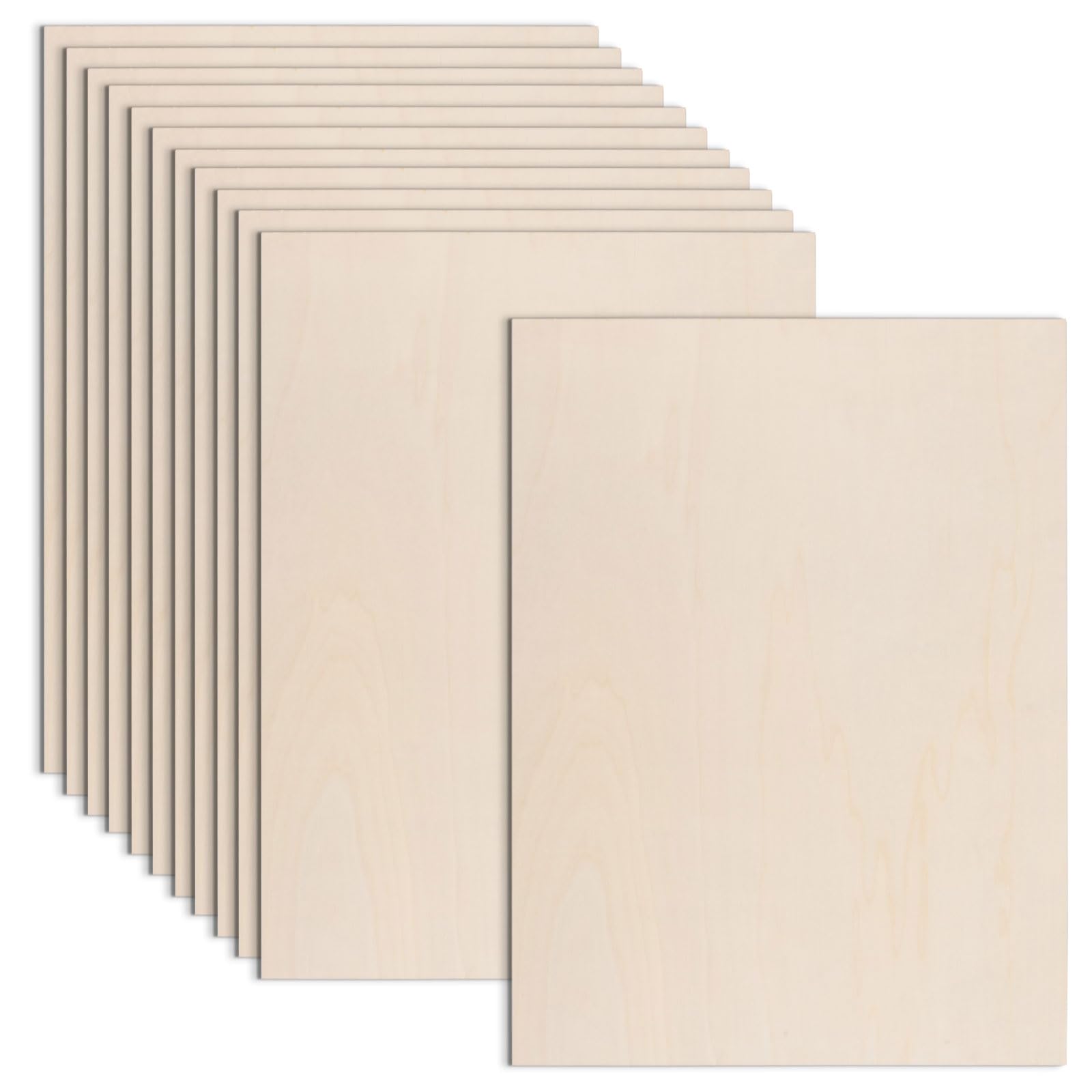 AWIZOM 12 Pack Basswood Sheets for Crafts-18 x 24 x 1/8 Inch- 3mm Thick Plywood Sheets with Smooth Surfaces Unfinished Wood Boards for Laser Cutting, Wood Burning, Architectural Models, Staining