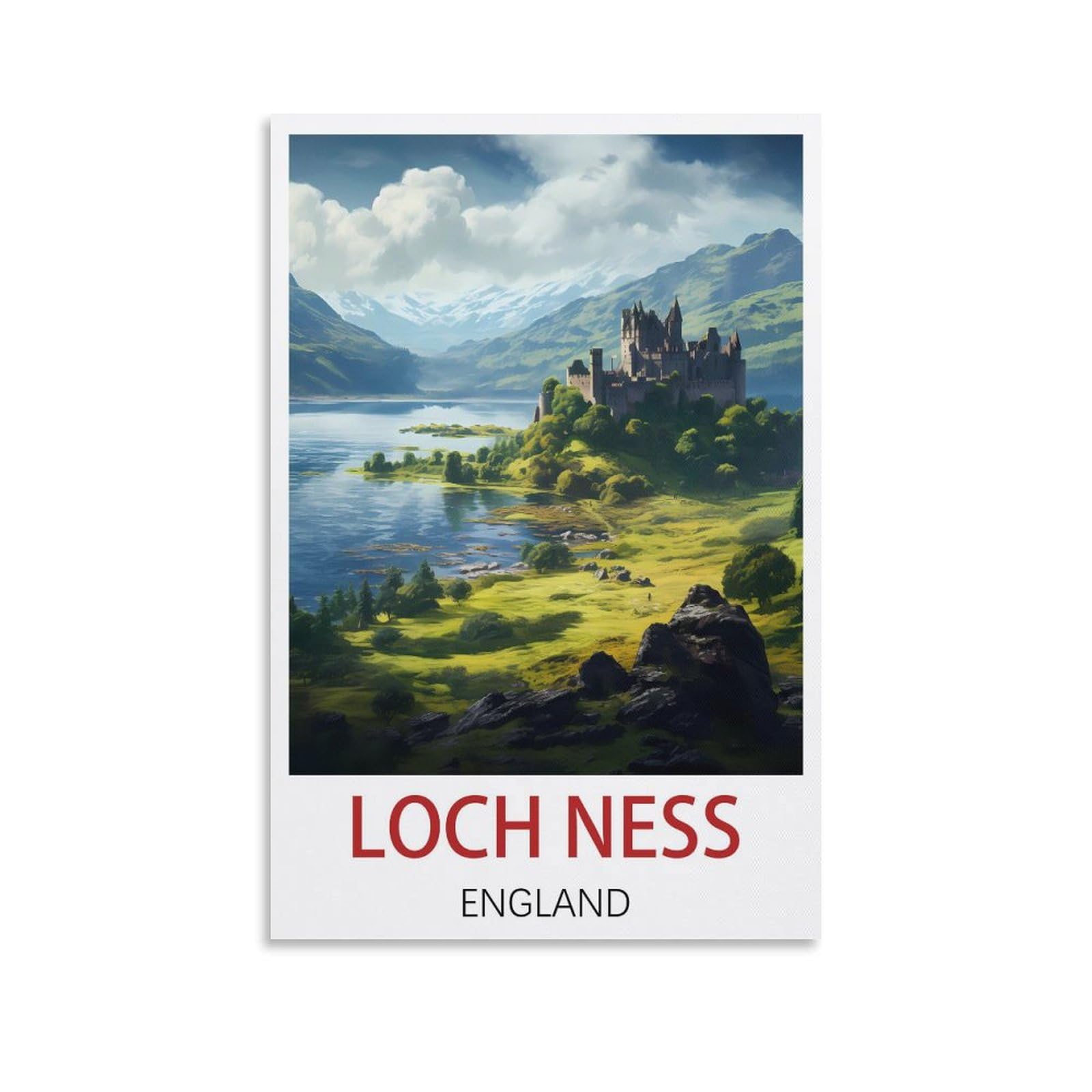 EZMLFA 5D Diamond Art Kits Adults,Loch Ness Scotland,Round Dots Diamond DIY Kits Pictures for Wall Decor Home Office Decoration 40x50cm