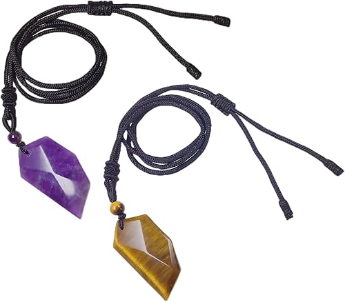 Miniatura 2 de EDEN'S CALL Natural Healing Crystal Stone Necklace for Women and Men Adjustable Faceted Quartz Stone Pendant Necklace for Reiki Balancing