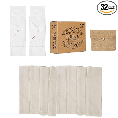 Stonesoup.In Petals Reusable Washable Eco-Friendly Menstrual Cloth Sanitary Pads Ladli Pad Kit For Women (2 Jacket With 8 Changeable Inserts)