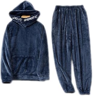 [cnstone] パジャマ 冬 メンズ 長袖 ルームウェア 部屋着 もこもこ 上下セット パジャマ フード付き 無地 厚手 暖かい 寝巻き 結婚祝い 誕生日 クリスマス プレゼント