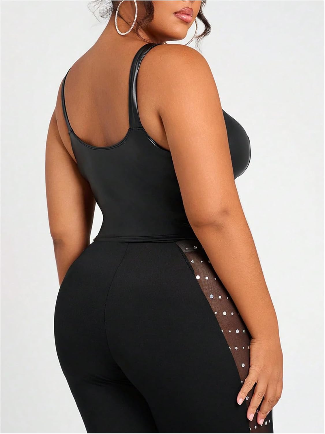 Floerns Women's Plus Size Cut Out Leather Camisole Top Sleeveless Club Party Going Out Cami Top - Image 3