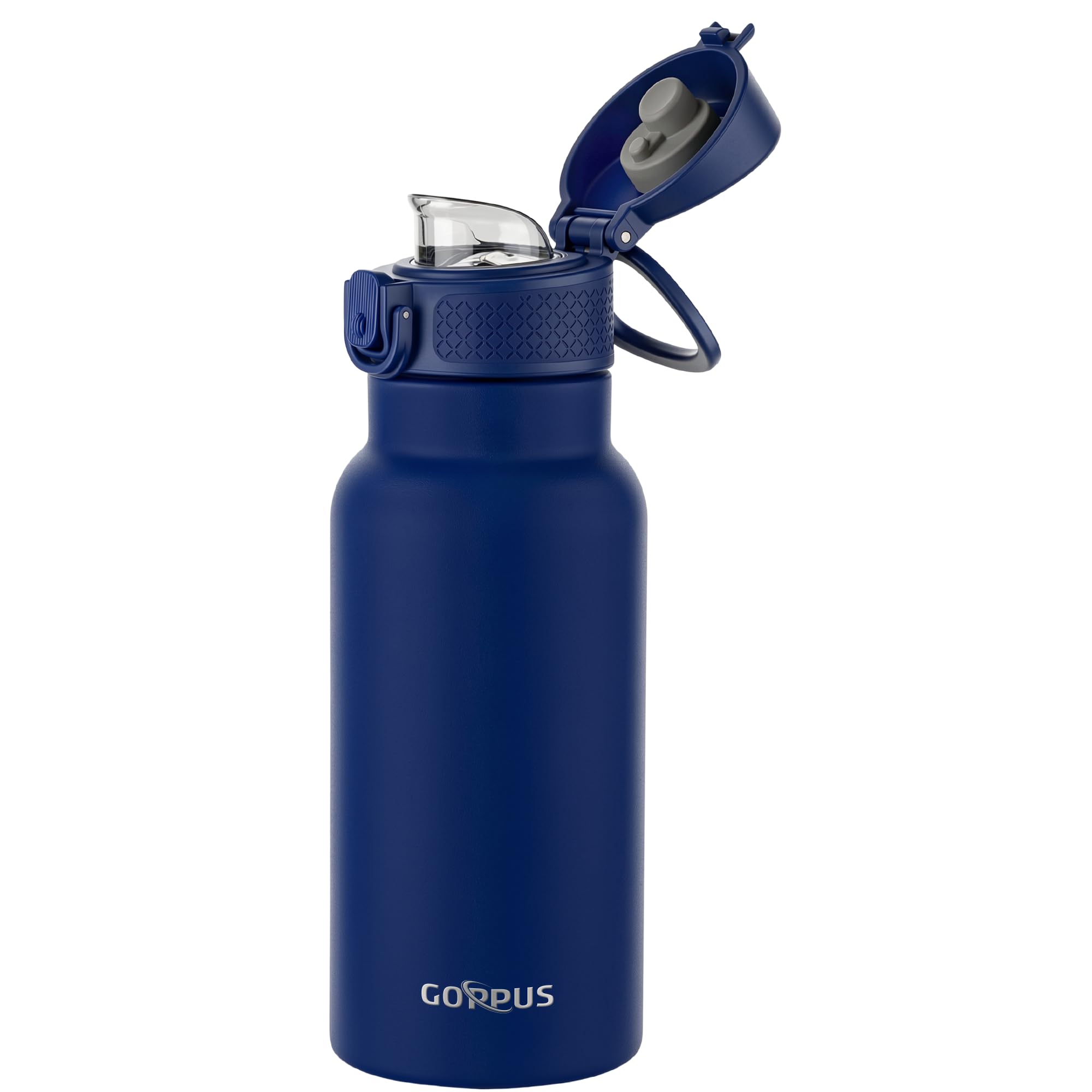 17oz Insulated Water Bottle with Leak-Proof Flip Lid & Carry Handle,Double-Wall Stainless Steel Bottle for School,Outdoor,and the Gym(Ink blue)