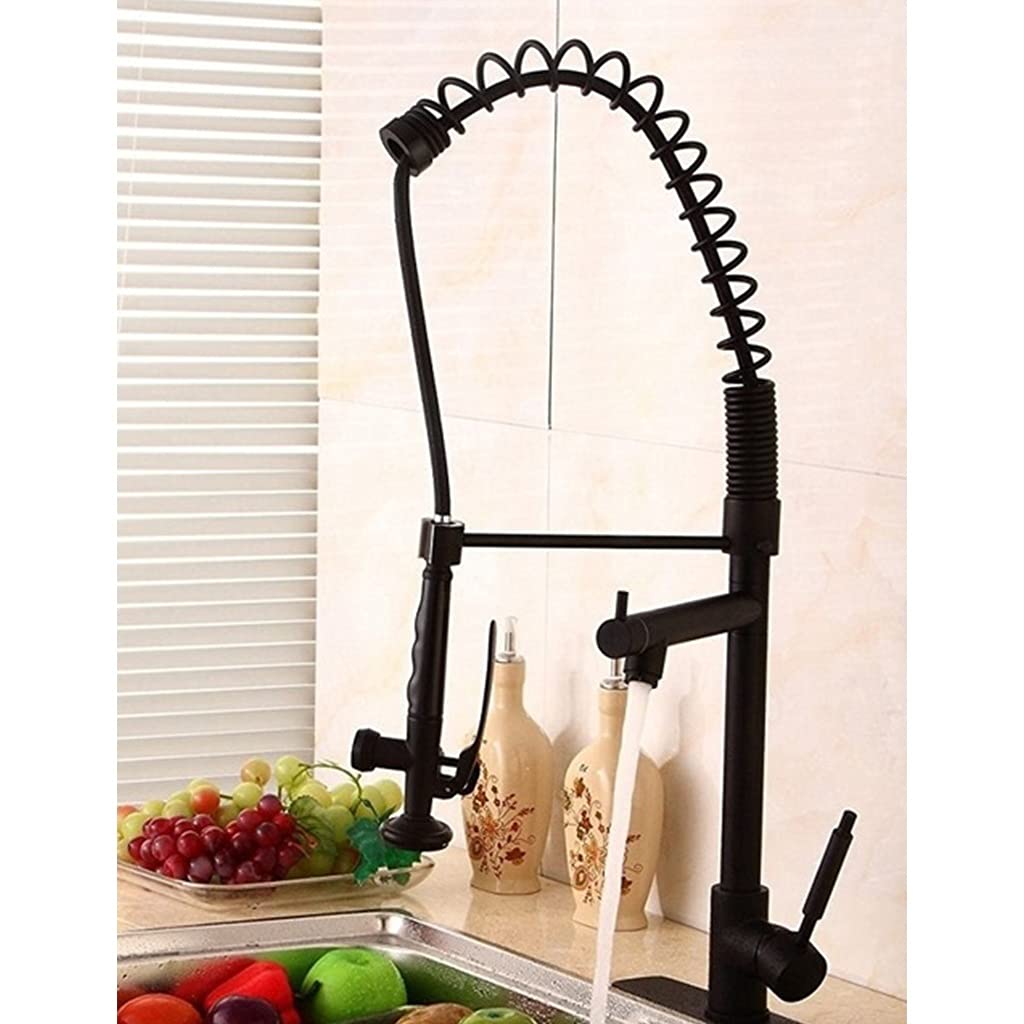 Mitigeur de cuisine double buse noir robinet eau chaude froide pour bar