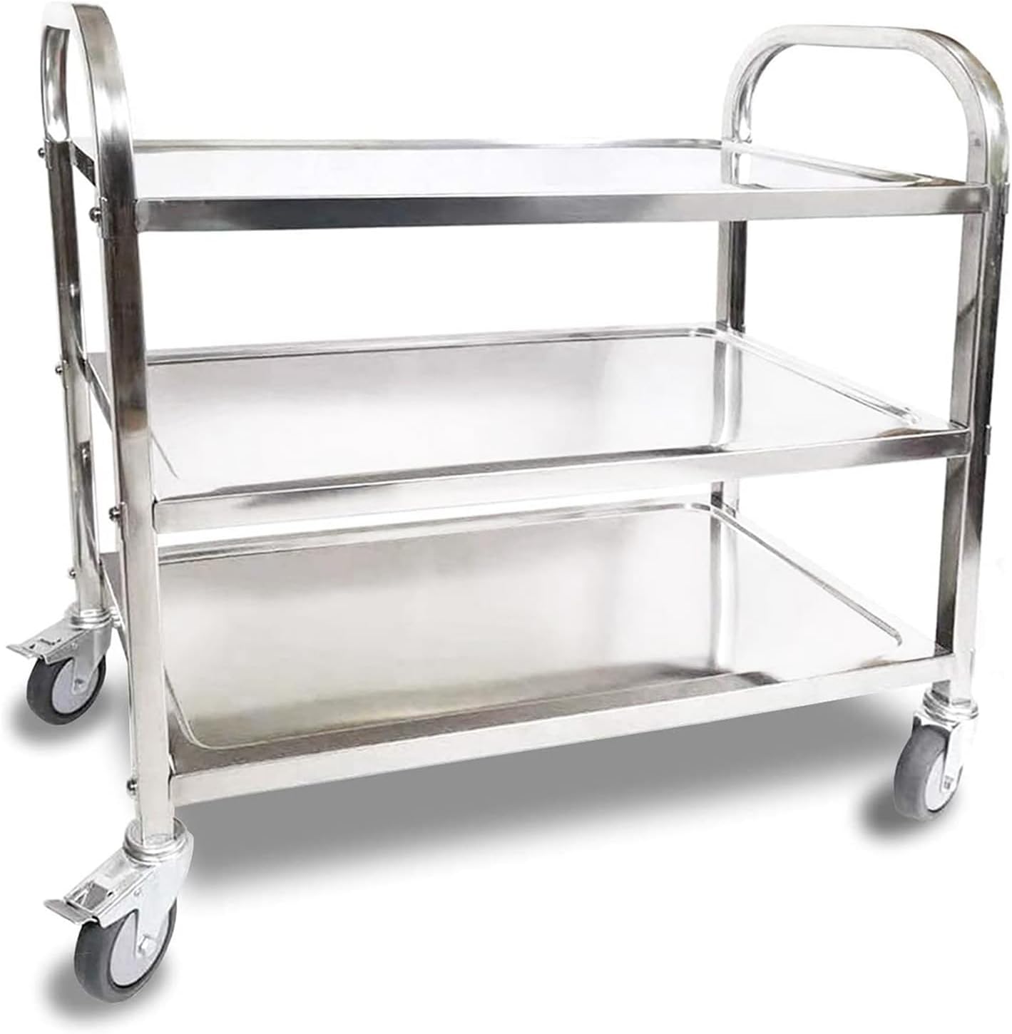 ITINA 3 Tier Stainless Steel Utility Cart with Locking Wheels L95x W50x H95cm 150kg Total Load Capacity Kitchen Island Trolley Catering Storage Cart for Kitchen Restaurant Hotel Cafe Home