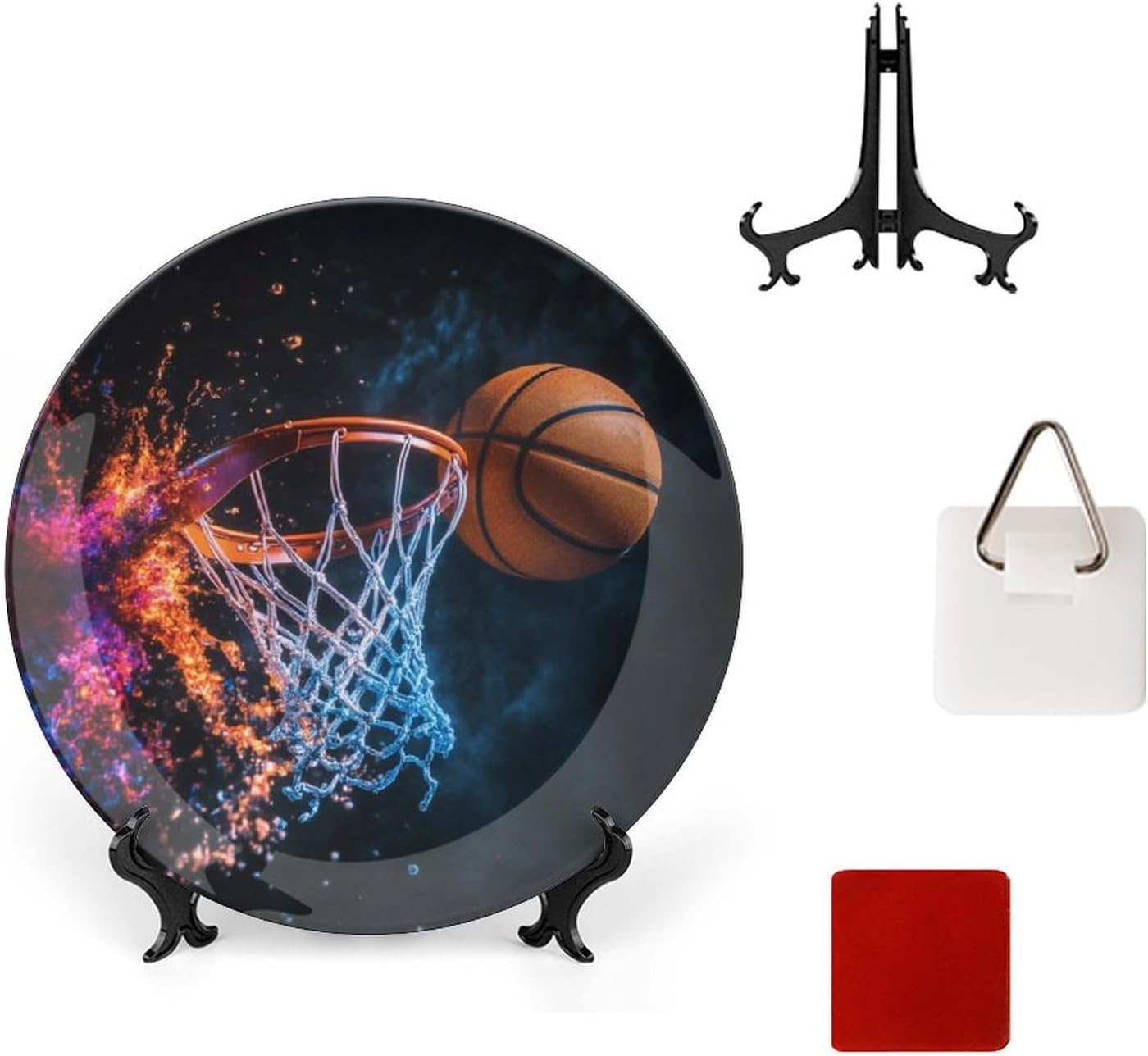 Basketball Slam Dunk Bone China Decorative Plate Ceramic Decorative Plate Home Wall Decor with Vertical Stand Decorative Plates