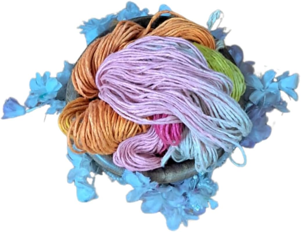 Knitsilk 100% Recycled and Hand-Dyed Silk Roving Worsted Yarn, Luxurious & Soft Silk Roving | Ideal for Knitting, Crocheting, Crafting | Smooth Texture & Fabulous Color.(100 gm-225 Yards,Jaipur)