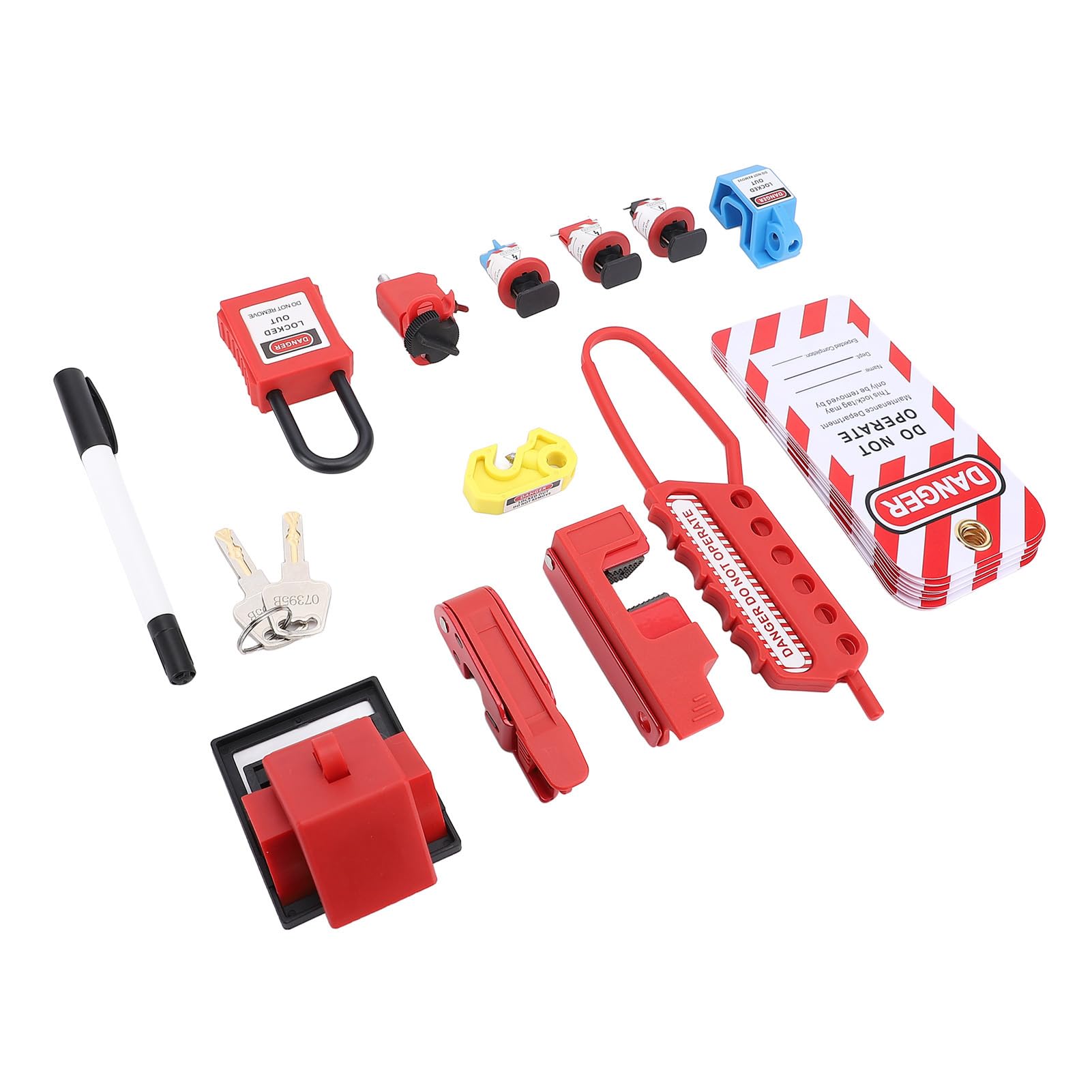 Hyuduo Kit de Bloqueo Eléctrico, Materiales No Conductores, Dispositivo de Bloqueo de Disyuntor con Cerrojo, Ideal para Seguridad de Maquinaria y Equipos Industriales