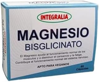 Integralia Magnesio Bisglicinato 60 Cápsulas | Alta Absorción | Reduce Fatiga y Apoya Huesos, Músculos y Sistema Nervioso | Suplemento Vegano sin Glut
