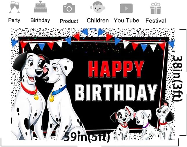 Miniatura 2 de Fondo blanco de 101 perros dálmatas para suministros de fiesta de cumpleaños, 101 fondos de fotos de perros, tema de perros, cartel de baby shower,