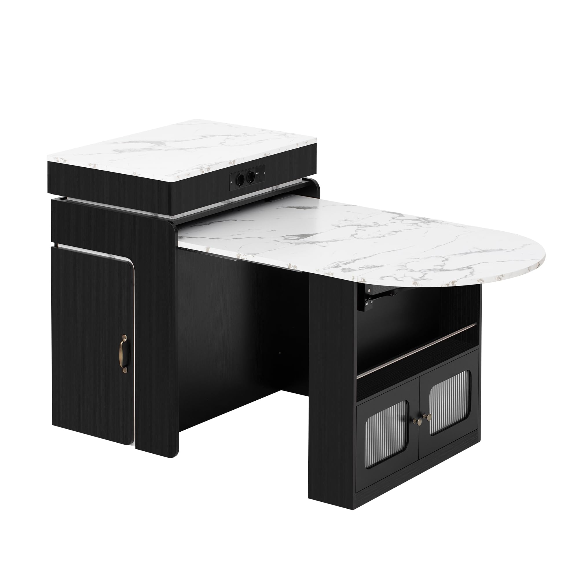 Isola da cucina con ruote, tavolo da pranzo allungabile, credenza con cassetti, credenza o tavolo da bar per cucina e sala da pranzo, nero