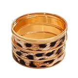 Caiyao Multilayer Leopard Print Stackable Statement Bracelets Set Exaggerate Chunky Gold Polished Leopard Wide Wristband Bangle Bracelets for Women Bohemian Indian Trendy Wedding Jewelry Gifts