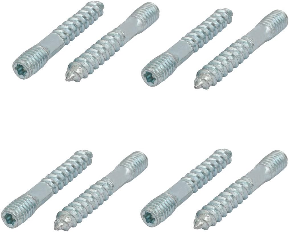 M8x70mm Carbon Home Hardware Steel Zinc Plated Dual End Hanger Bolt Screw Silver Tone 8pcs Model:24as270qo369