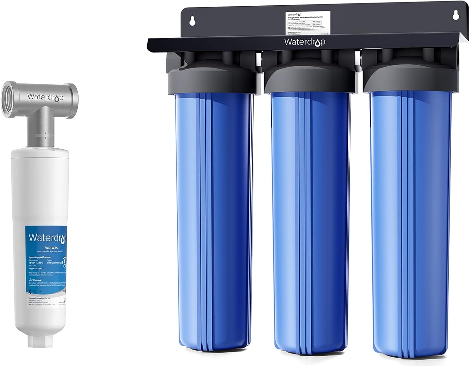 Waterdrop 3-Stage Whole House Water Filter System with AP431 AP430SS - 3 Stage Whole House Water Filter System