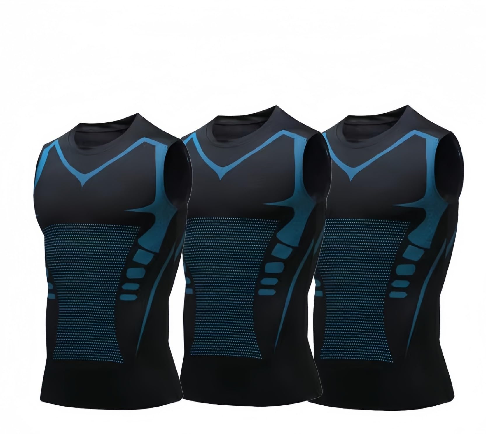 Ironfit - Maglietta da uomo a compressione, snellente, per allenamento, modellante ionico, senza maniche, controllo della pancia, gilet modellante per palestra