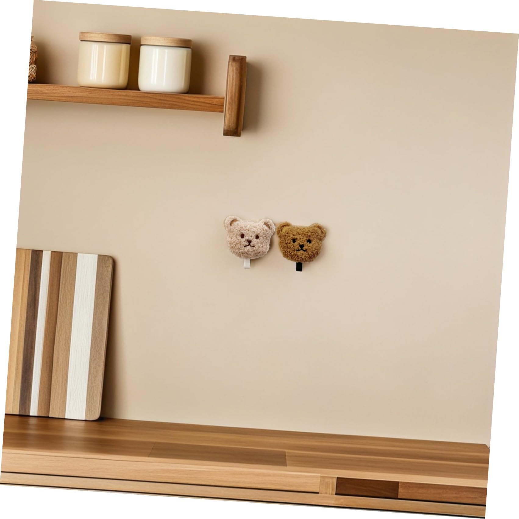 NUOBESTY Ganci Adesivi Murali 2 Pezzi Orso Peluche Carino per Chiavi e Ombrelli senza Fori Superficie Liscia per Camera da Letto e Armadio