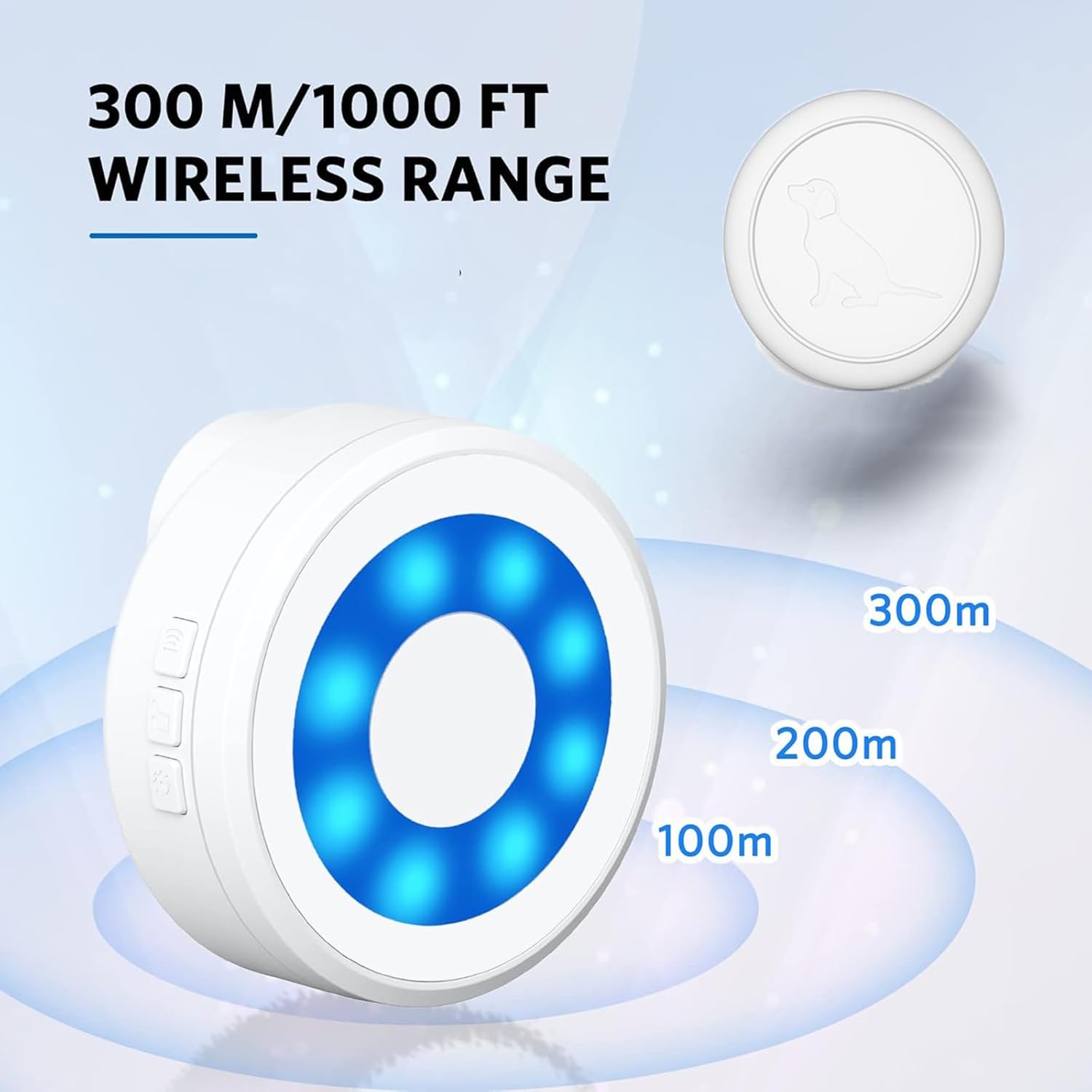 Dog Cat Training Doorbell, Pet Touch Ringer Button Bell, Wireless Doggie Doorbell to Go Outside 58 Songs Receiver & Transmitters