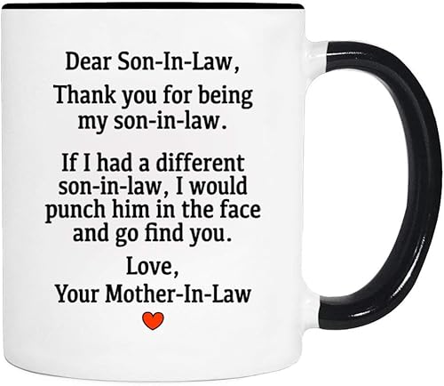 FamilyTeePrints Dear Son-In ... Love, Your Mother-In-Law - Taza de cerámica de 11 oz para hijo