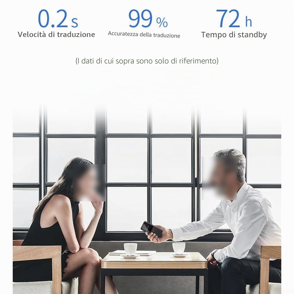 Traduttore vocale intelligente a grande schermo, traduzione offline in tempo reale per 142 lingue, dispositivo da viaggio ABS portatile, nero