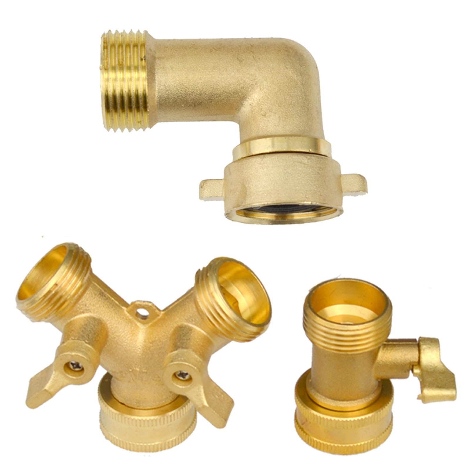 Divisor de manguera agua for jardín, conector, latón resistente, 3/4 '', 1-2-4 vías, hexagonal, con válvulas cierre agarre(4 Way Usa)