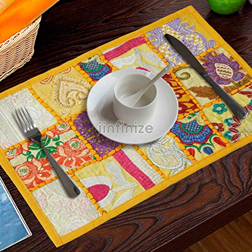 Lot de 6 sets de table en coton patchwork premium avec chemin de table fin - 4