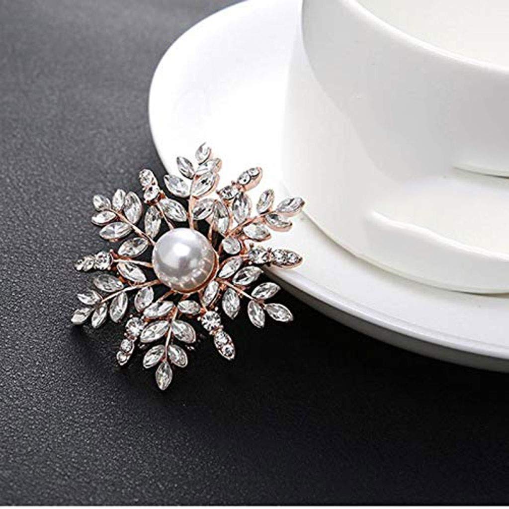 Broche Mujer Creativo Diamante Forma De Copo De Nieve Broche, Broche De Diamantes De Imitación De Cristal Joyería Vestido Bufanda Chal Clip