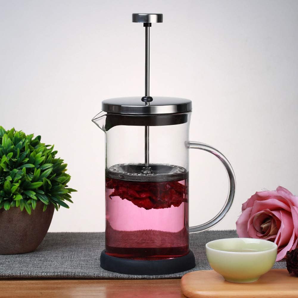 Coffee Press Manual Kitchen Press Drinkware Filtration Easy Clean Tea Pot Stainless Steel Coffee Maker Pots(600ml)