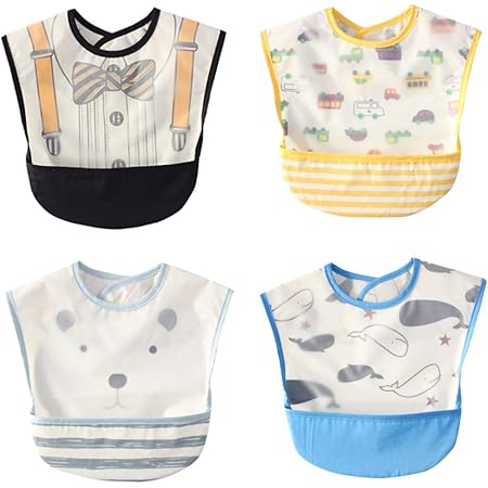 Amazon Co Jp 食事用エプロン ベビー 離乳食 スタイ 保育園 汚いにくい 洗いやすいと乾きやすい 防水 軽量 4枚セット ベビー マタニティ