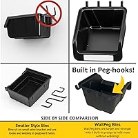 Vista 5 de WallPeg Pegboard Bins - 6 Each 7" & 6 Each 5" ORGANIZING Bins - Hooks to Peg Board Panel Organize Hardware Arrange Accessories Workbench Tool