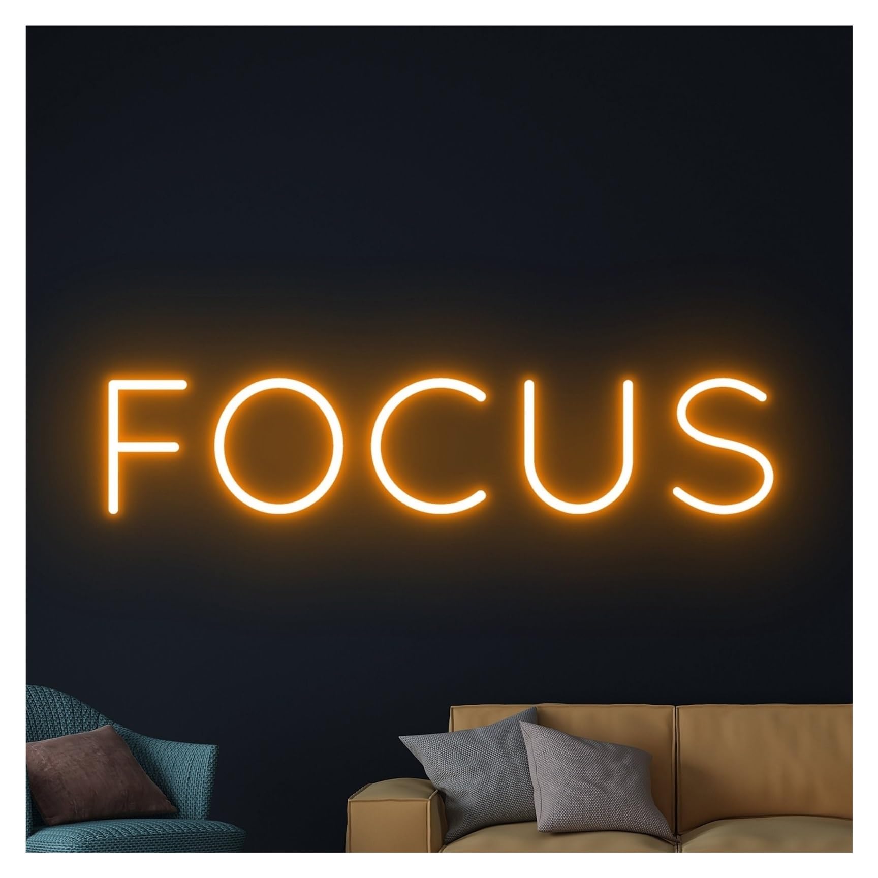 RONGCH Hanging Art Signs Focus Neon Sign LED Light for Bedroom Bar Club Party Home Wall Art Decor Dimmable USB Powered Illuminated Lamp 45cm